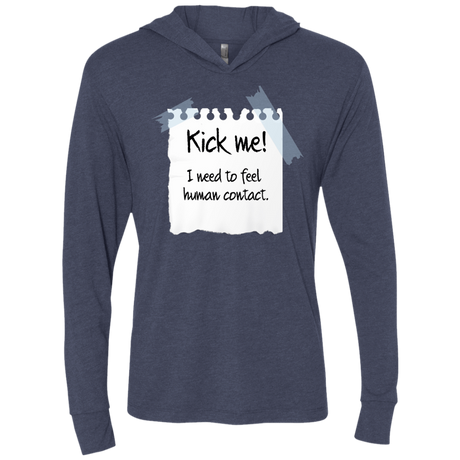 T-Shirts Vintage Navy / X-Small Kick Me Triblend Long Sleeve Hoodie Tee