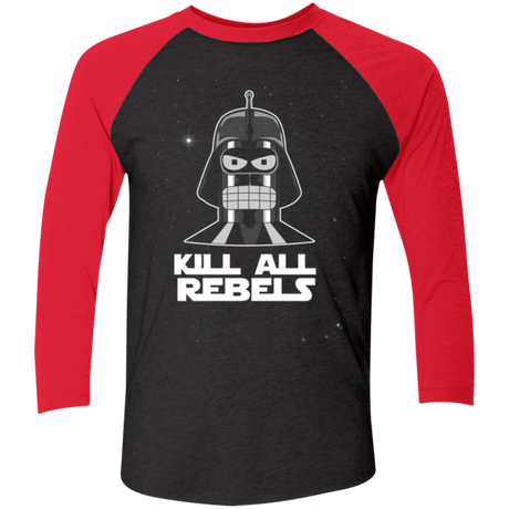 T-Shirts Vintage Black/Vintage Red / X-Small Kill all Rebels Men's Triblend 3/4 Sleeve