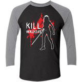T-Shirts Vintage Black/Premium Heather / X-Small Kill Walkers (sword) Men's Triblend 3/4 Sleeve