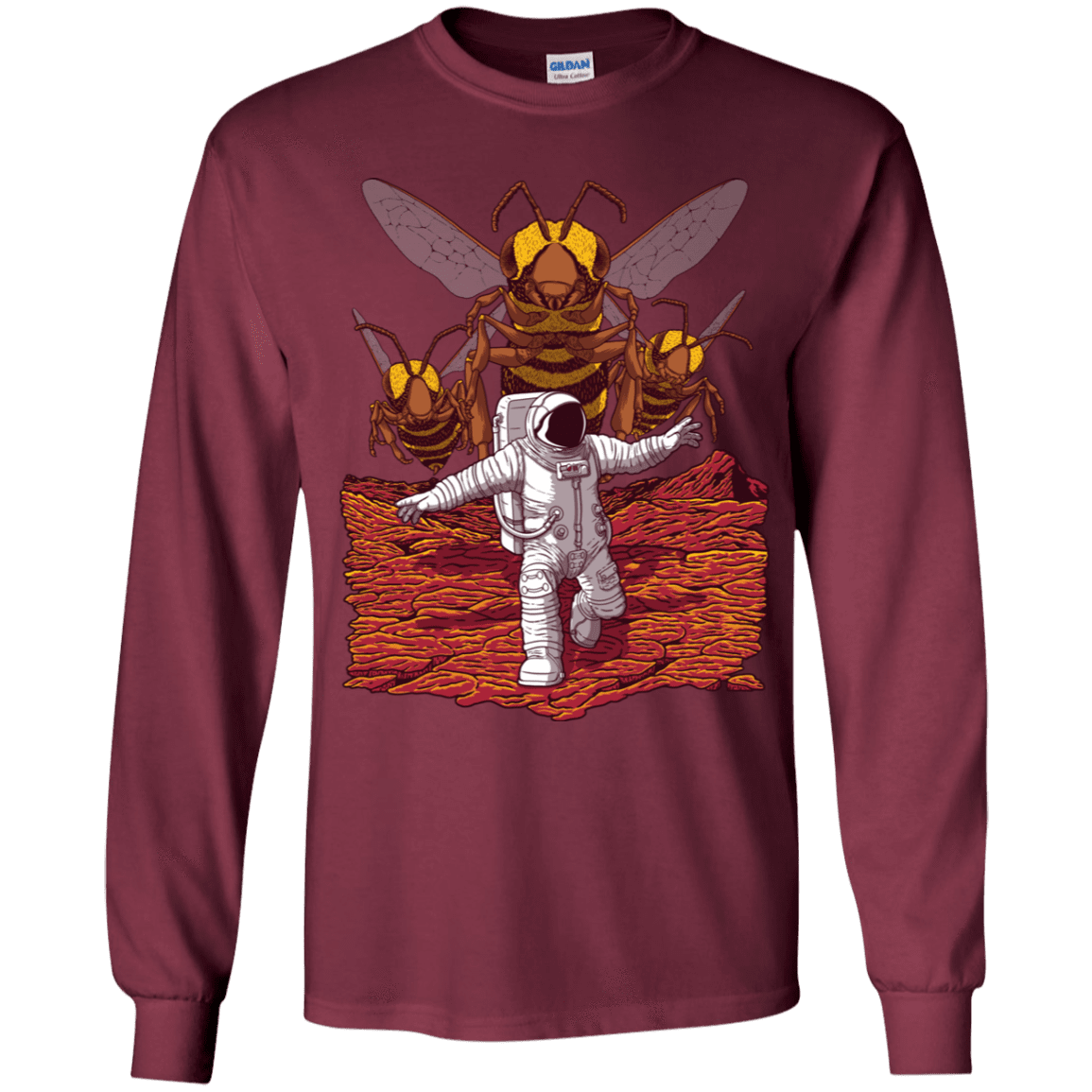 T-Shirts Maroon / YS Killer Bees on Mars Youth Long Sleeve T-Shirt