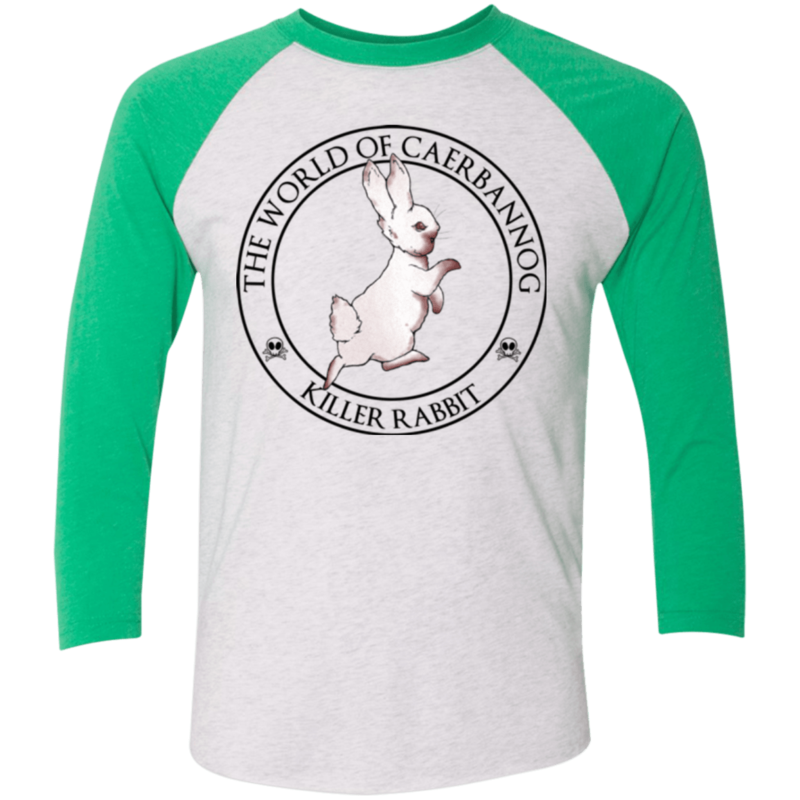 T-Shirts Heather White/Envy / X-Small Killer Bunny Men's Triblend 3/4 Sleeve