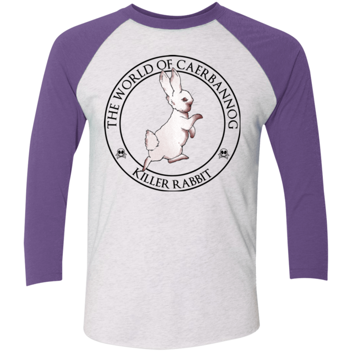 T-Shirts Heather White/Purple Rush / X-Small Killer Bunny Men's Triblend 3/4 Sleeve