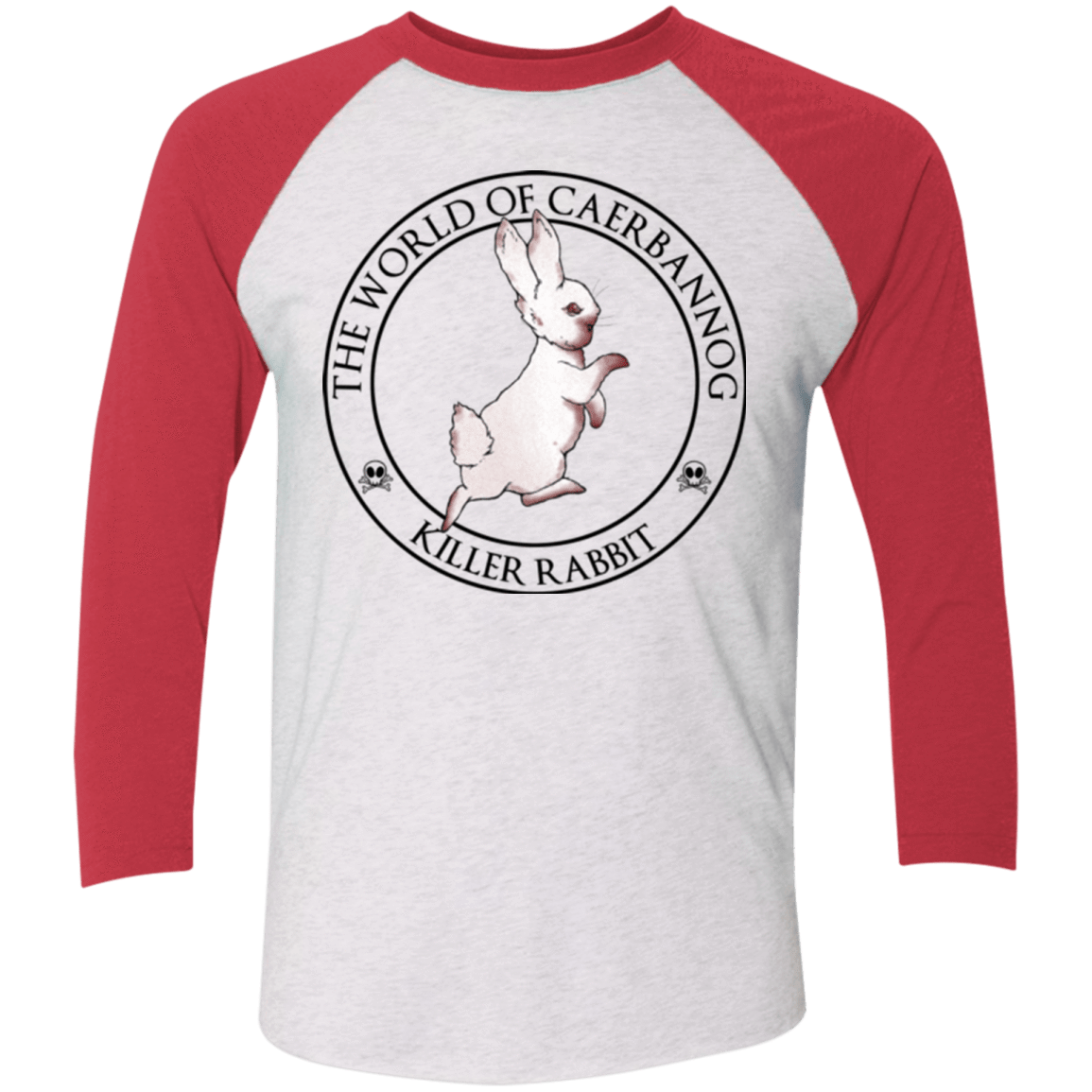 T-Shirts Heather White/Vintage Red / X-Small Killer Bunny Men's Triblend 3/4 Sleeve