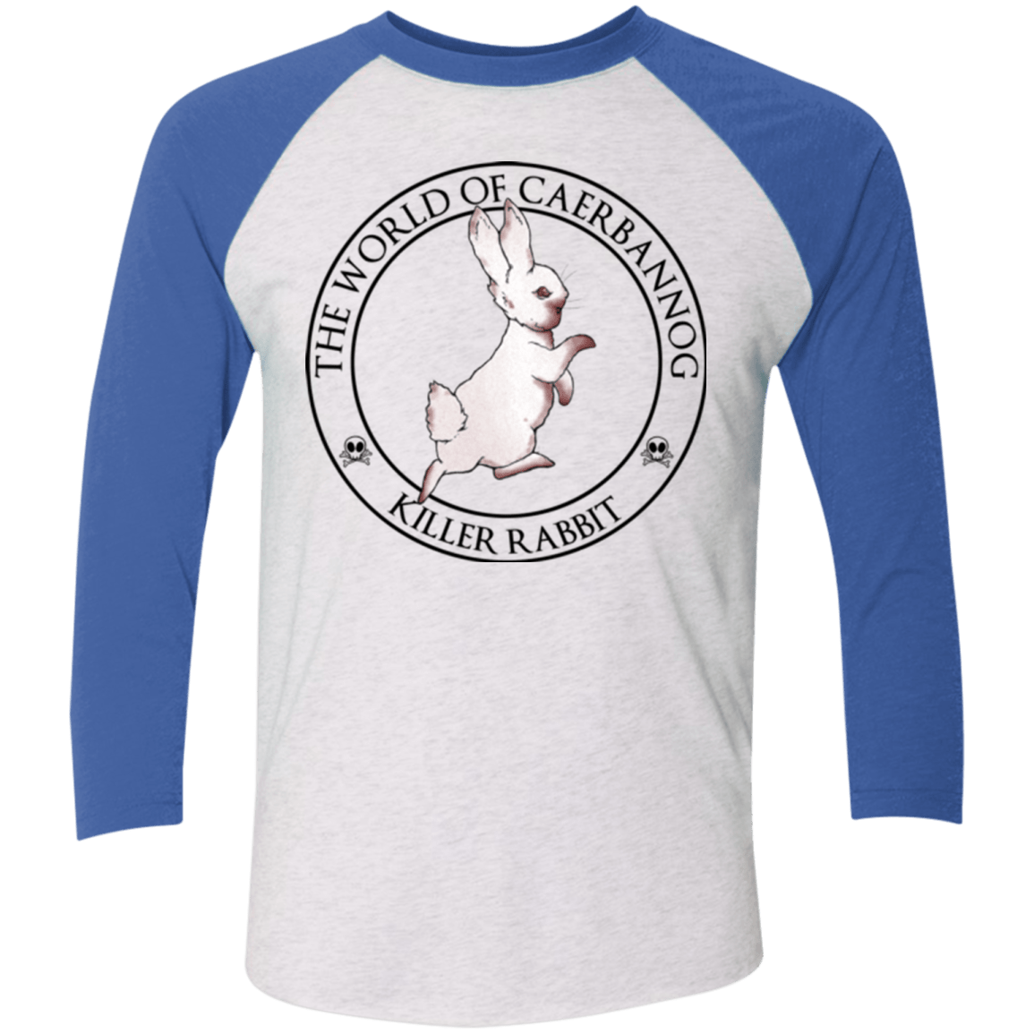 T-Shirts Heather White/Vintage Royal / X-Small Killer Bunny Men's Triblend 3/4 Sleeve