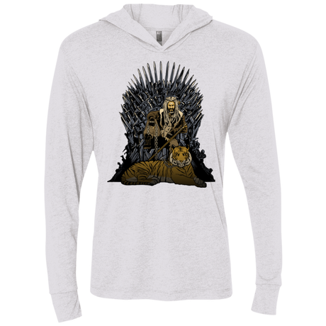 T-Shirts Heather White / X-Small King and Tiger Triblend Long Sleeve Hoodie Tee
