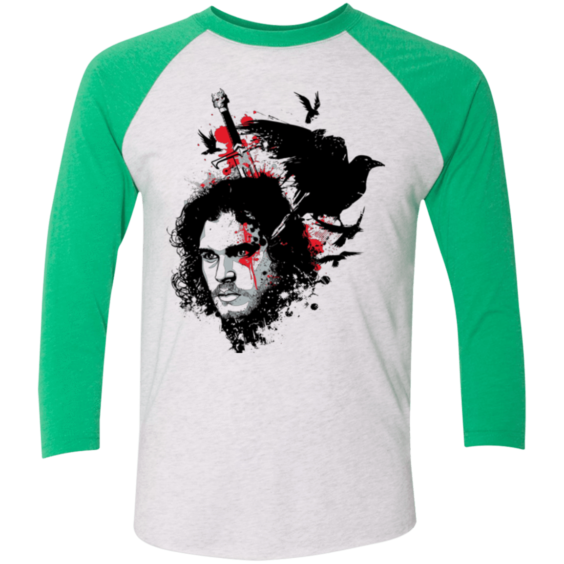 T-Shirts Heather White/Envy / X-Small KING IN THE NORTH Men's Triblend 3/4 Sleeve