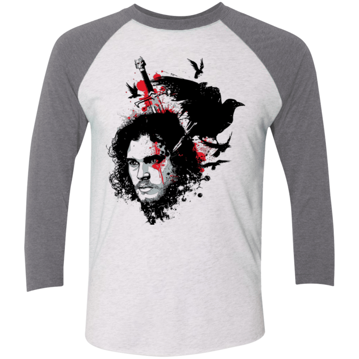 T-Shirts Heather White/Premium Heather / X-Small KING IN THE NORTH Men's Triblend 3/4 Sleeve