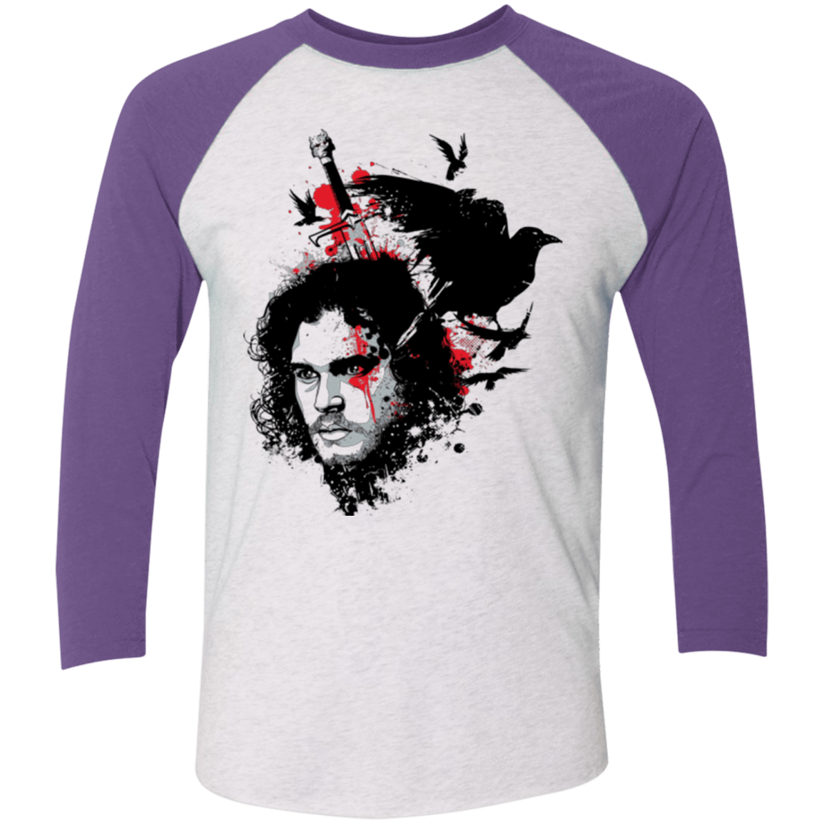 T-Shirts Heather White/Purple Rush / X-Small KING IN THE NORTH Men's Triblend 3/4 Sleeve