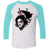T-Shirts Heather White/Tahiti Blue / X-Small KING IN THE NORTH Men's Triblend 3/4 Sleeve