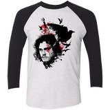 T-Shirts Heather White/Vintage Black / X-Small KING IN THE NORTH Men's Triblend 3/4 Sleeve