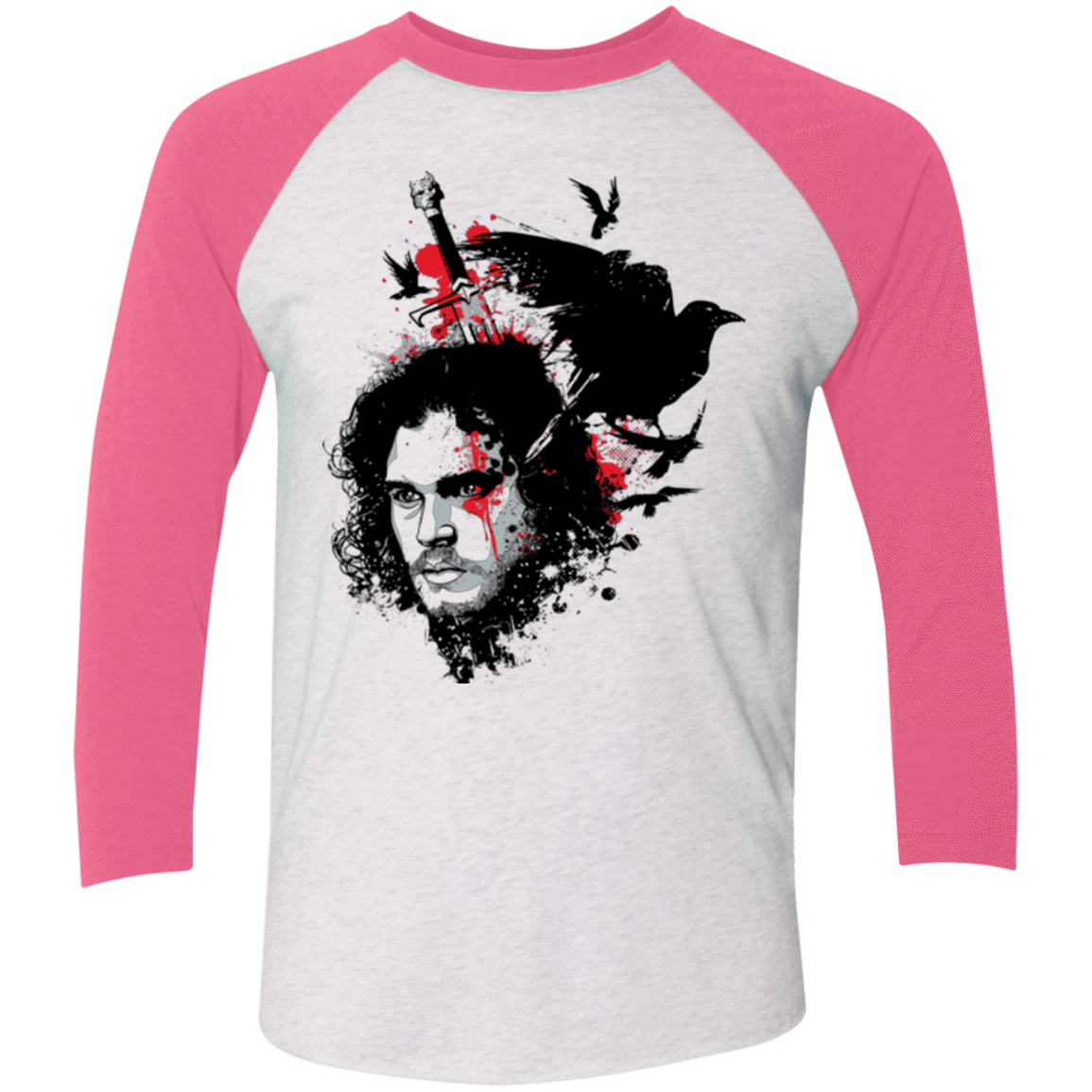 T-Shirts Heather White/Vintage Pink / X-Small KING IN THE NORTH Men's Triblend 3/4 Sleeve