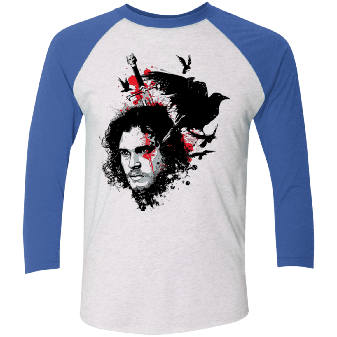 T-Shirts Heather White/Vintage Royal / X-Small KING IN THE NORTH Men's Triblend 3/4 Sleeve