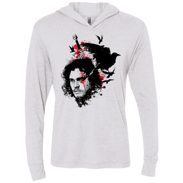 T-Shirts Heather White / X-Small KING IN THE NORTH Triblend Long Sleeve Hoodie Tee