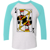 T-Shirts Heather White/Tahiti Blue / X-Small King Joffrey Men's Triblend 3/4 Sleeve