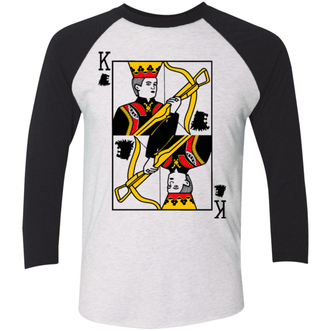 T-Shirts Heather White/Vintage Black / X-Small King Joffrey Men's Triblend 3/4 Sleeve