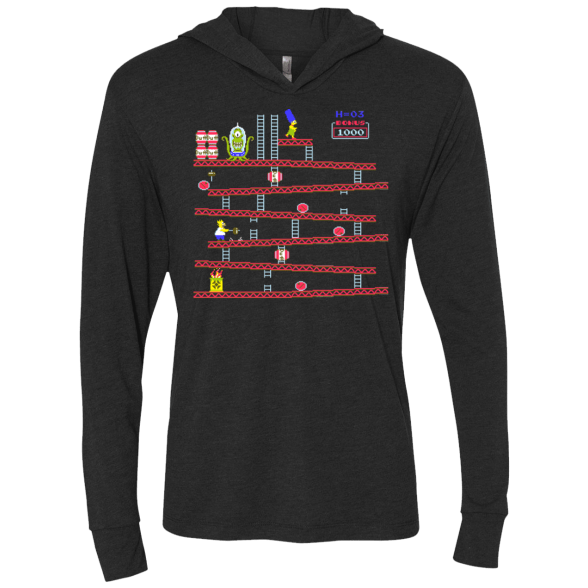 T-Shirts Vintage Black / X-Small King Kang Triblend Long Sleeve Hoodie Tee