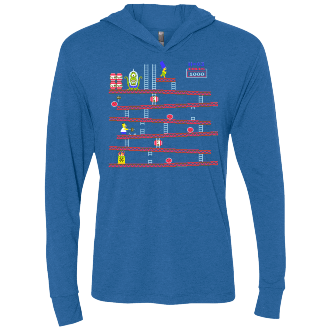 T-Shirts Vintage Royal / X-Small King Kang Triblend Long Sleeve Hoodie Tee