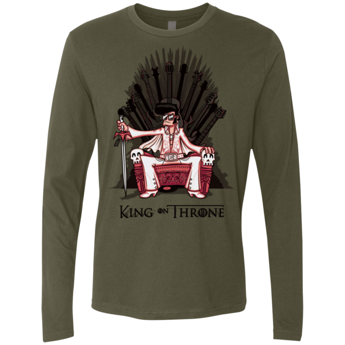 T-Shirts Military Green / Small King on Throne Men's Premium Long Sleeve