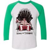 T-Shirts Heather White/Envy / X-Small King on Throne Men's Triblend 3/4 Sleeve