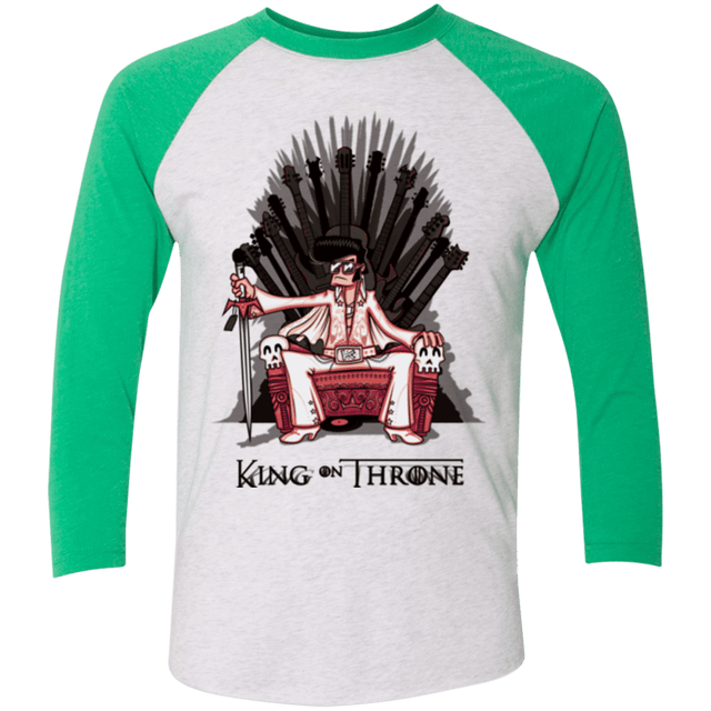 T-Shirts Heather White/Envy / X-Small King on Throne Men's Triblend 3/4 Sleeve
