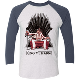 T-Shirts Heather White/Indigo / X-Small King on Throne Men's Triblend 3/4 Sleeve