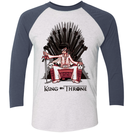 T-Shirts Heather White/Indigo / X-Small King on Throne Men's Triblend 3/4 Sleeve