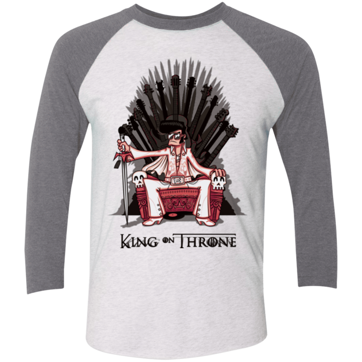 T-Shirts Heather White/Premium Heather / X-Small King on Throne Men's Triblend 3/4 Sleeve