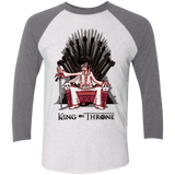 T-Shirts Heather White/Premium Heather / X-Small King on Throne Men's Triblend 3/4 Sleeve
