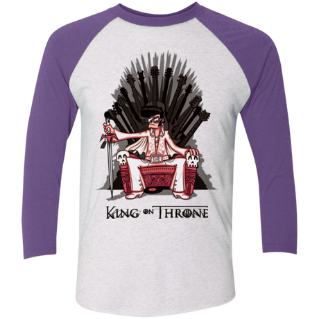 T-Shirts Heather White/Purple Rush / X-Small King on Throne Men's Triblend 3/4 Sleeve