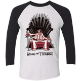 T-Shirts Heather White/Vintage Black / X-Small King on Throne Men's Triblend 3/4 Sleeve