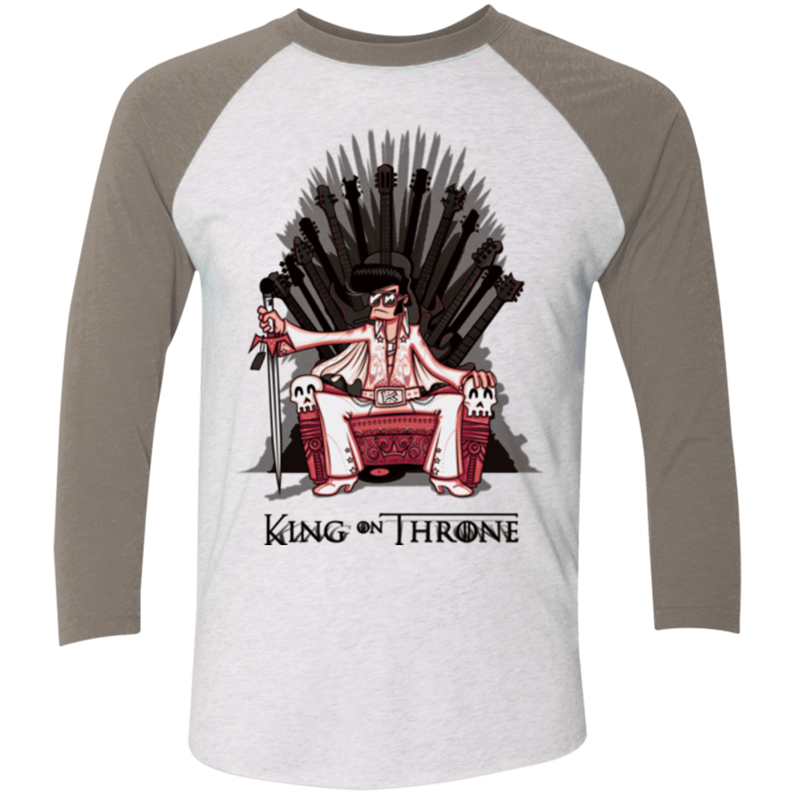 T-Shirts Heather White/Vintage Grey / X-Small King on Throne Men's Triblend 3/4 Sleeve
