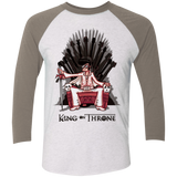 T-Shirts Heather White/Vintage Grey / X-Small King on Throne Men's Triblend 3/4 Sleeve