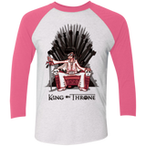 T-Shirts Heather White/Vintage Pink / X-Small King on Throne Men's Triblend 3/4 Sleeve