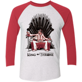 T-Shirts Heather White/Vintage Red / X-Small King on Throne Men's Triblend 3/4 Sleeve
