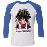 T-Shirts Heather White/Vintage Royal / X-Small King on Throne Men's Triblend 3/4 Sleeve