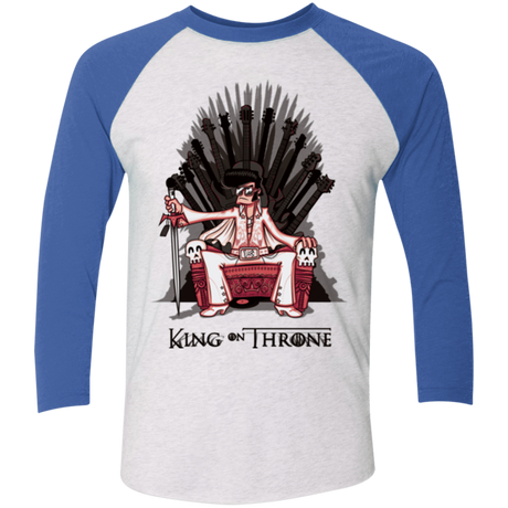 T-Shirts Heather White/Vintage Royal / X-Small King on Throne Men's Triblend 3/4 Sleeve