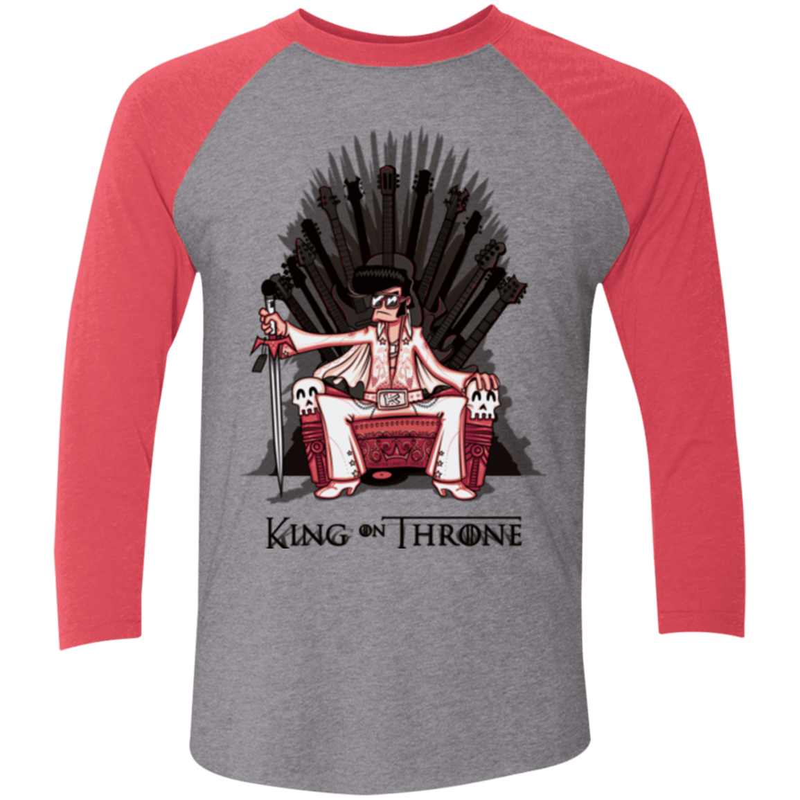 T-Shirts Premium Heather/ Vintage Red / X-Small King on Throne Men's Triblend 3/4 Sleeve