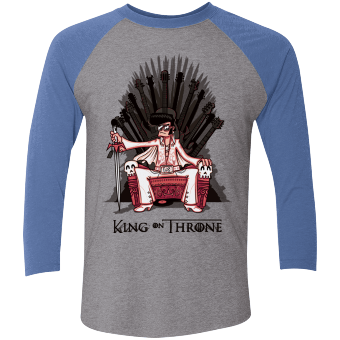 T-Shirts Premium Heather/ Vintage Royal / X-Small King on Throne Men's Triblend 3/4 Sleeve