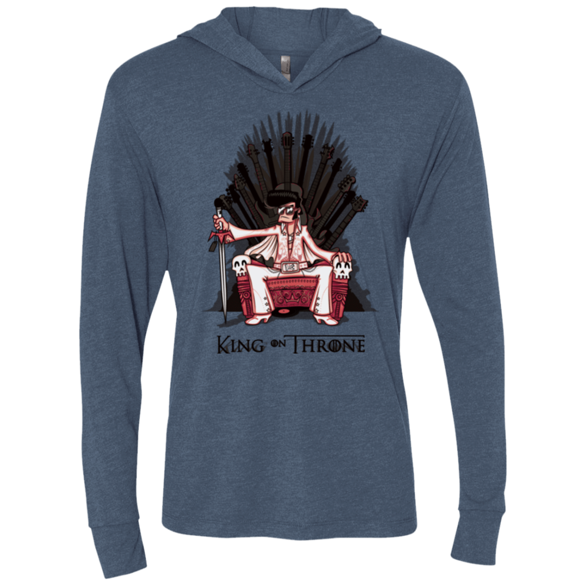 T-Shirts Indigo / X-Small King on Throne Triblend Long Sleeve Hoodie Tee