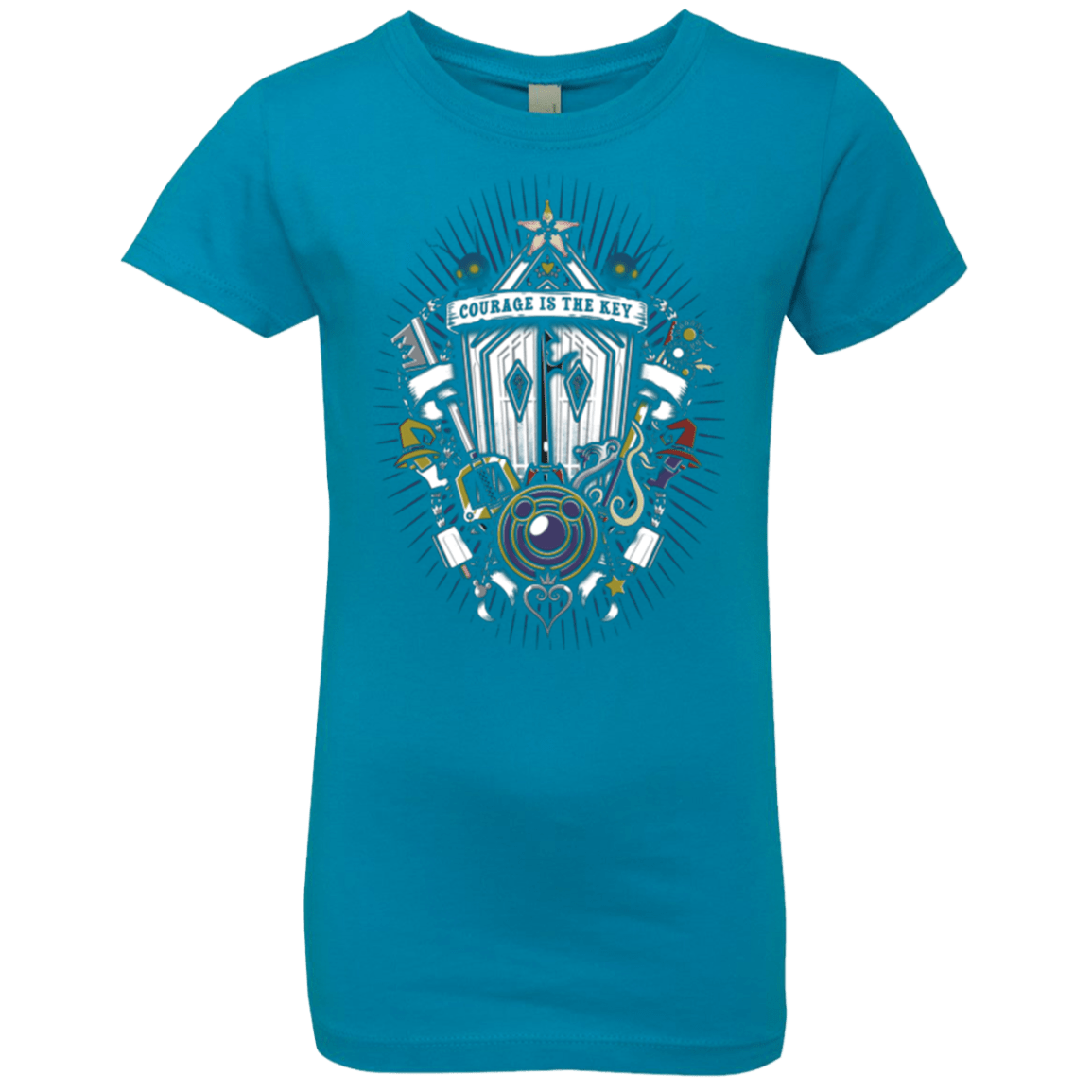 T-Shirts Turquoise / YXS Kingdom & Hearts Crest Girls Premium T-Shirt