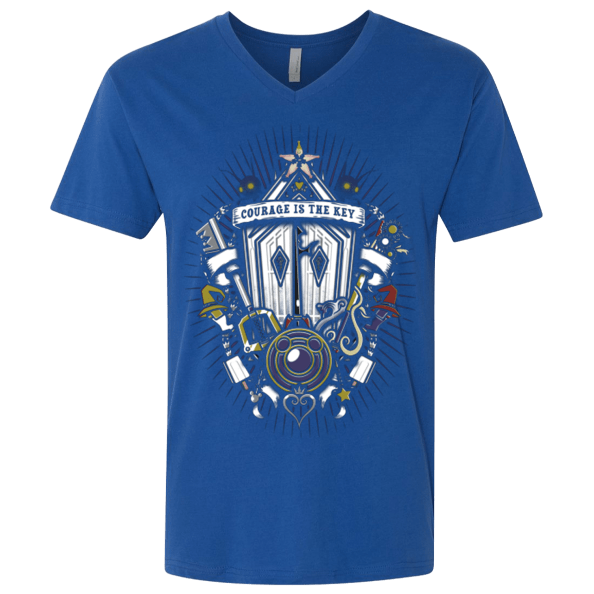 T-Shirts Royal / X-Small Kingdom & Hearts Crest Men's Premium V-Neck