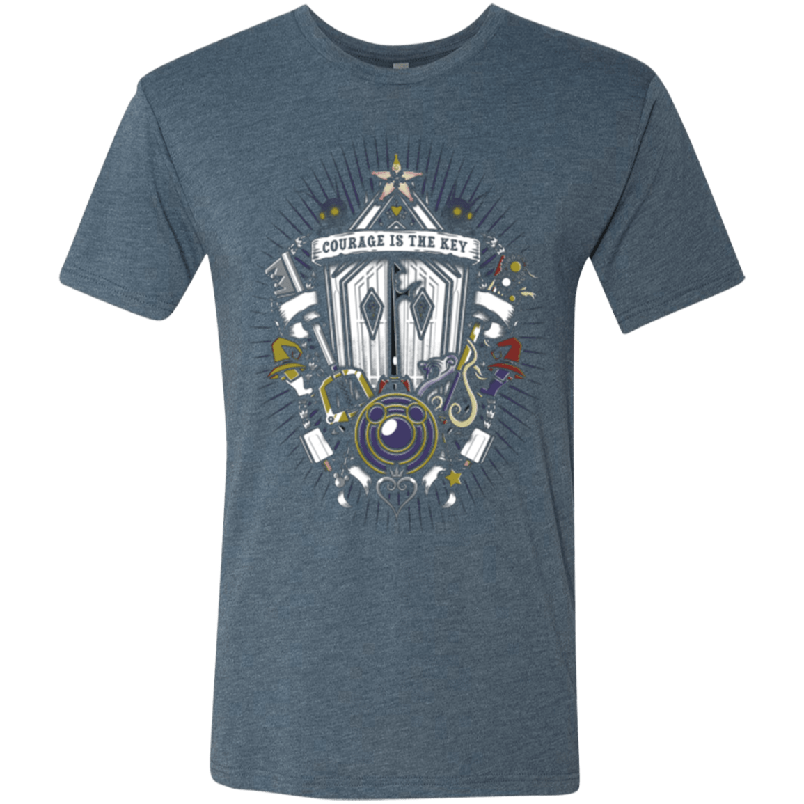 T-Shirts Indigo / Small Kingdom & Hearts Crest Men's Triblend T-Shirt