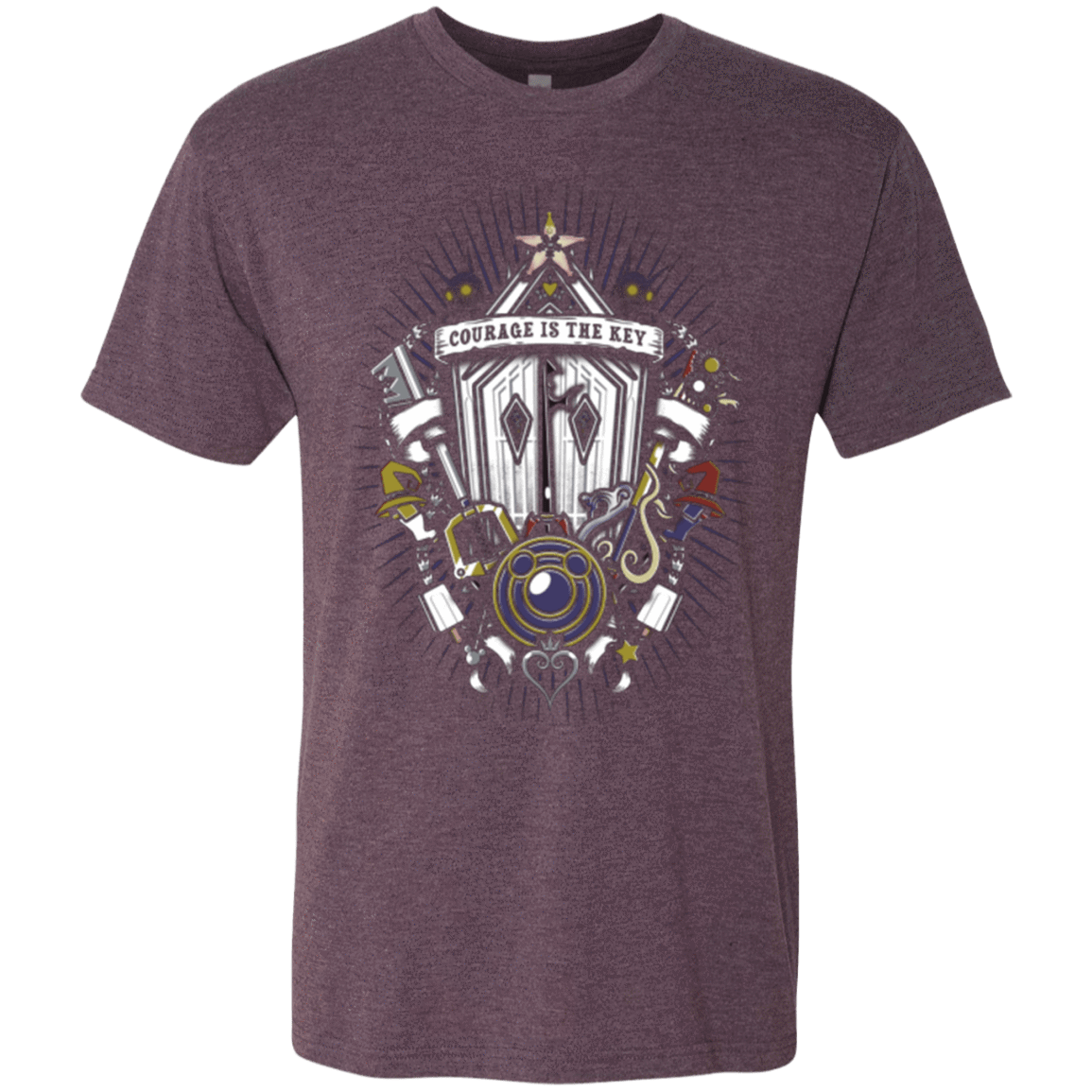 T-Shirts Vintage Purple / Small Kingdom & Hearts Crest Men's Triblend T-Shirt