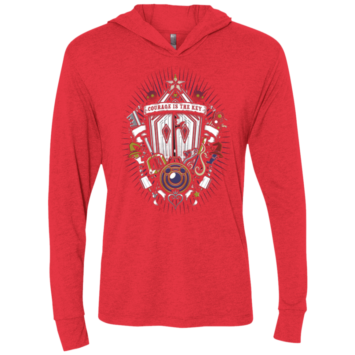 T-Shirts Vintage Red / X-Small Kingdom & Hearts Crest Triblend Long Sleeve Hoodie Tee