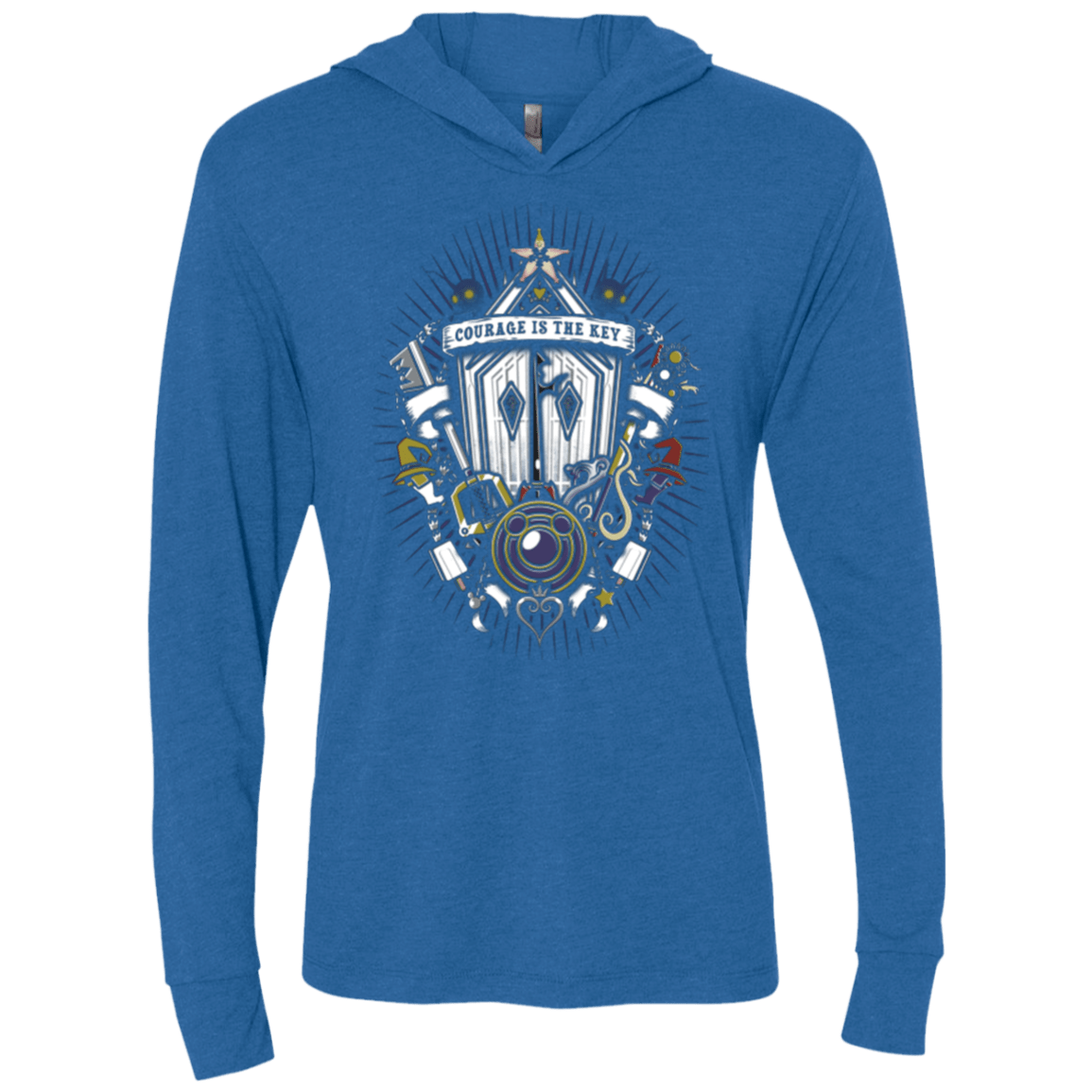 T-Shirts Vintage Royal / X-Small Kingdom & Hearts Crest Triblend Long Sleeve Hoodie Tee