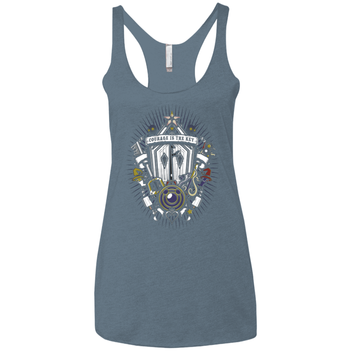 T-Shirts Indigo / X-Small Kingdom & Hearts Crest Women's Triblend Racerback Tank