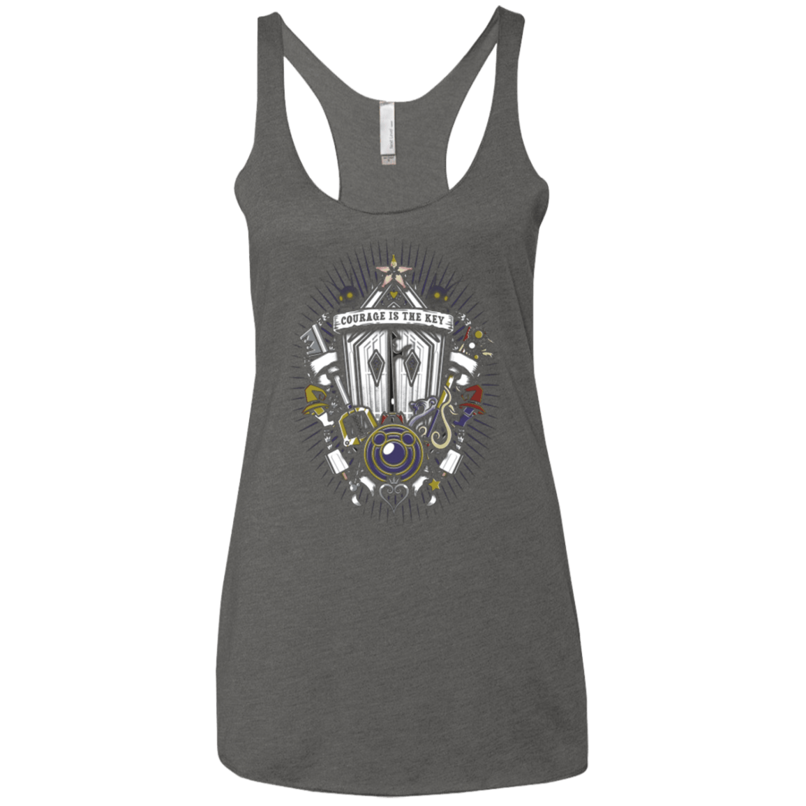 T-Shirts Premium Heather / X-Small Kingdom & Hearts Crest Women's Triblend Racerback Tank