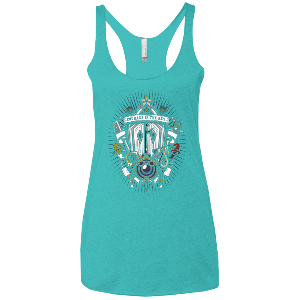 T-Shirts Tahiti Blue / X-Small Kingdom & Hearts Crest Women's Triblend Racerback Tank