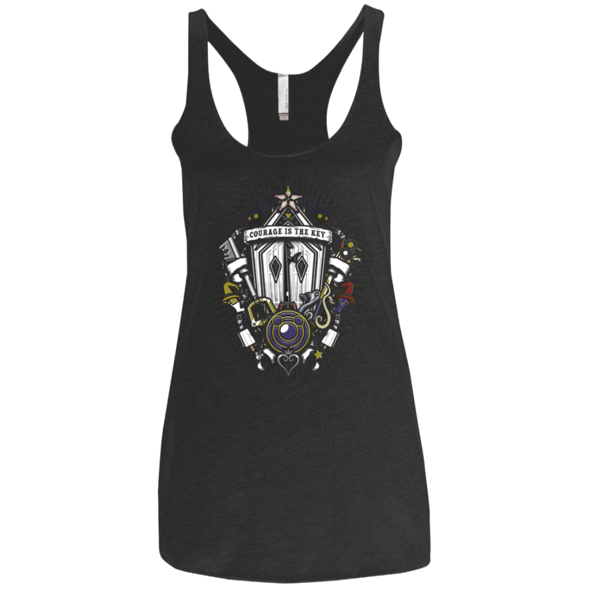 T-Shirts Vintage Black / X-Small Kingdom & Hearts Crest Women's Triblend Racerback Tank