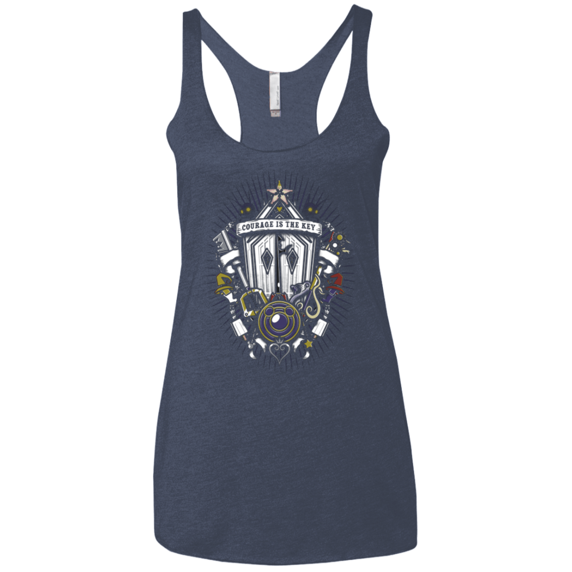 T-Shirts Vintage Navy / X-Small Kingdom & Hearts Crest Women's Triblend Racerback Tank